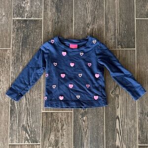 Lilly Pulitzer Navy Long Sleeve Tee with Pink Heart Accents